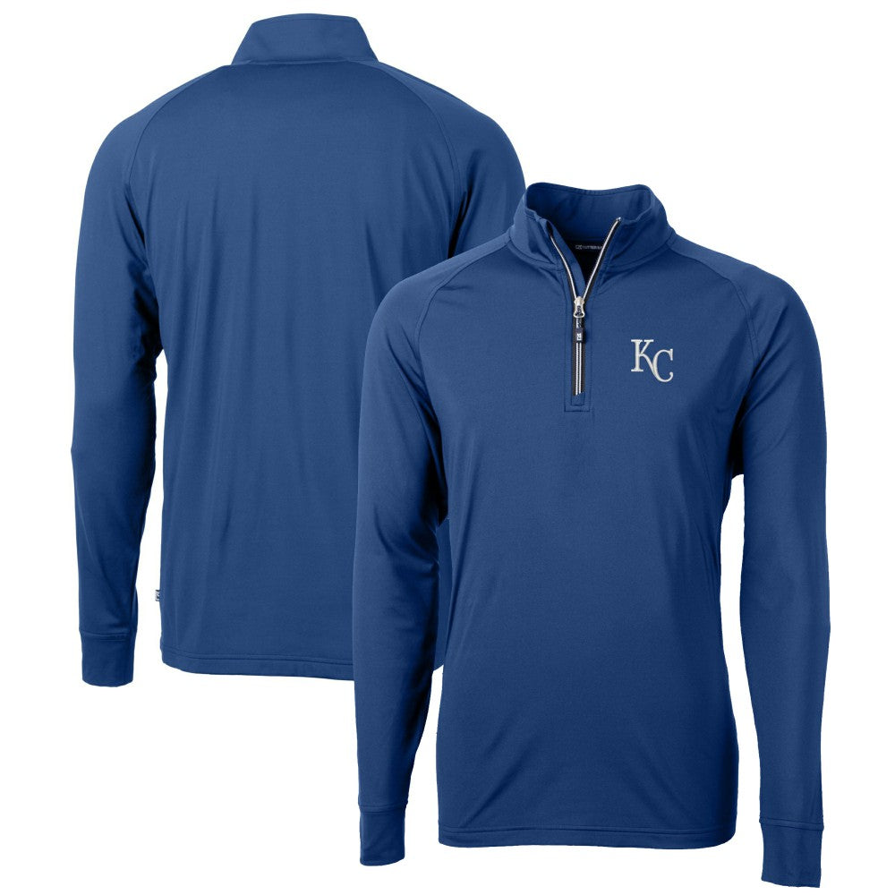Kansas City Royals Cutter & Buck Big & Tall Adapt Eco Knit Stretch Recycled Quarter-Zip Pullover Top - Blue - MLB Sale
