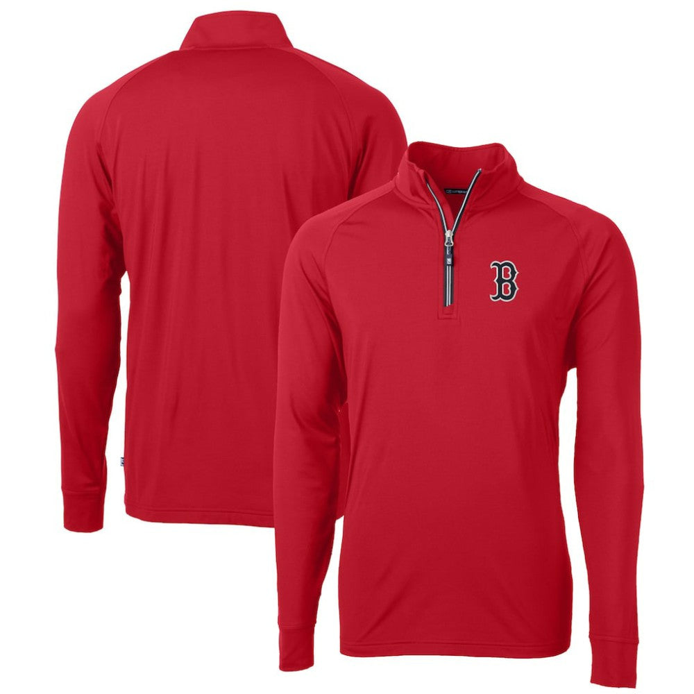 Boston Red Sox Cutter & Buck Big & Tall Adapt Eco Knit Stretch Recycled Quarter-Zip Pullover Top - Red - MLB Discount