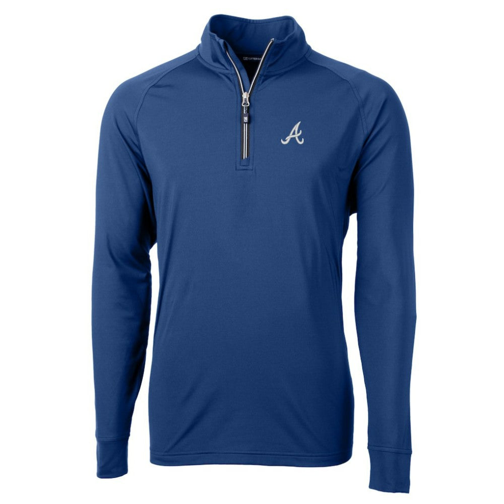 Atlanta Braves Cutter & Buck Big & Tall Adapt Eco Knit Stretch Recycled Quarter-Zip Pullover Top - Blue - MLB Discount