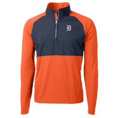 Detroit Tigers Cutter & Buck Adapt Eco Knit Hybrid Recycled Quarter-Zip Jacket - Orange - MLB Lifestyle