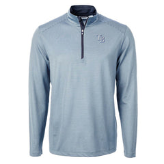 Tampa Bay Rays Cutter & Buck Virtue Eco Pique Micro Stripe Recycled Quarter-Zip Pullover Top - Light Blue - MLB Online