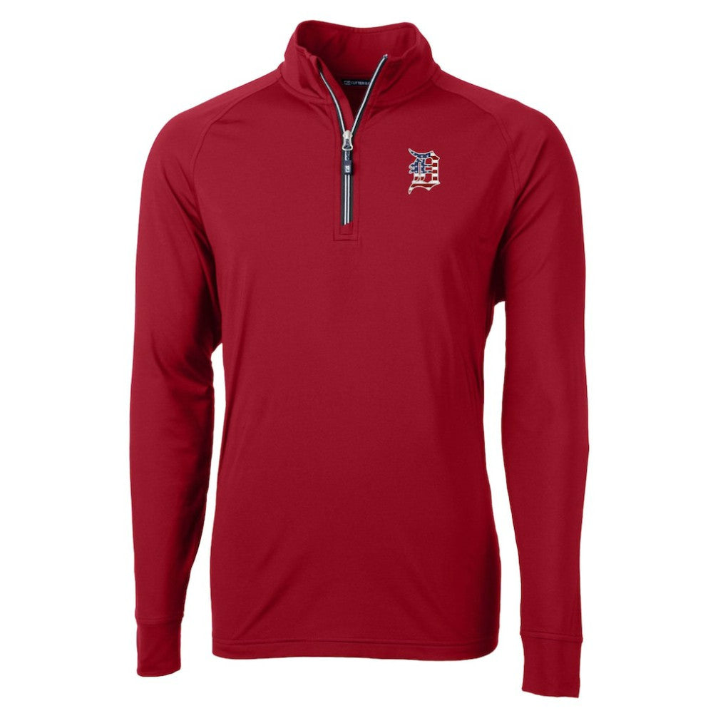 Detroit Tigers Cutter & Buck Patriotic Logo Adapt Eco Knit Stretch Recycled Quarter-Zip Pullover Top - Red - MLB Sale