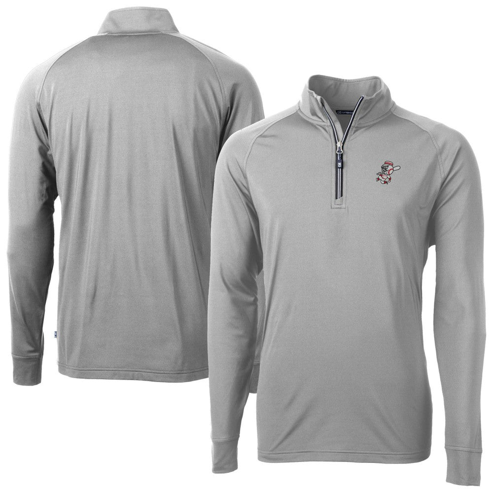 Cincinnati Reds Cutter & Buck Mr. Redlegs Adapt Eco Knit Stretch Recycled Quarter-Zip Pullover Top - Gray - MLB Online