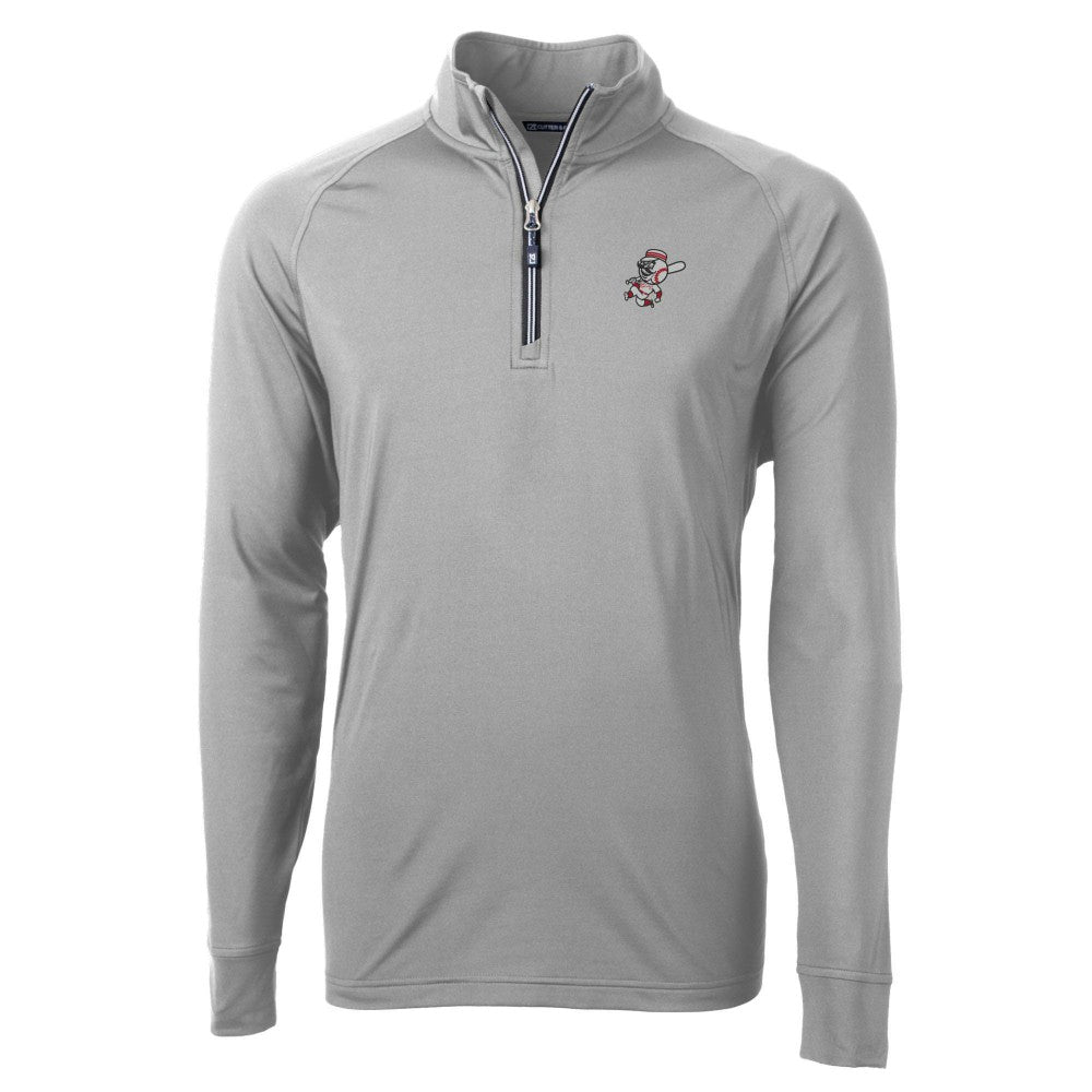 Cincinnati Reds Cutter & Buck Mr. Redlegs Adapt Eco Knit Stretch Recycled Quarter-Zip Pullover Top - Gray - MLB Online