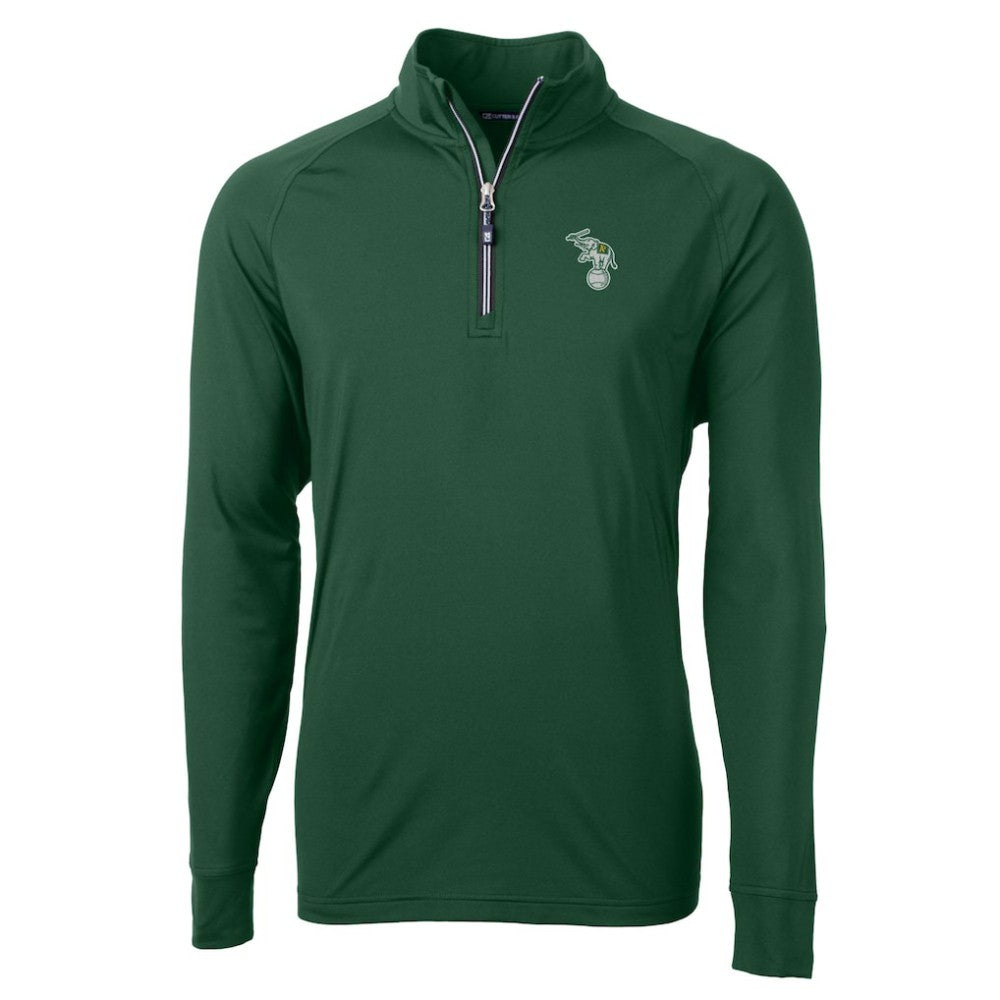 Athletics Cutter & Buck Stomper Adapt Eco Knit Stretch Recycled Quarter-Zip Pullover Top - Hunter Green - MLB Sale