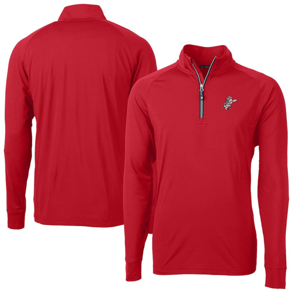 Cincinnati Reds Cutter & Buck Patriotic Logo Adapt Eco Knit Stretch Recycled Quarter-Zip Pullover Top - Red - MLB Discount