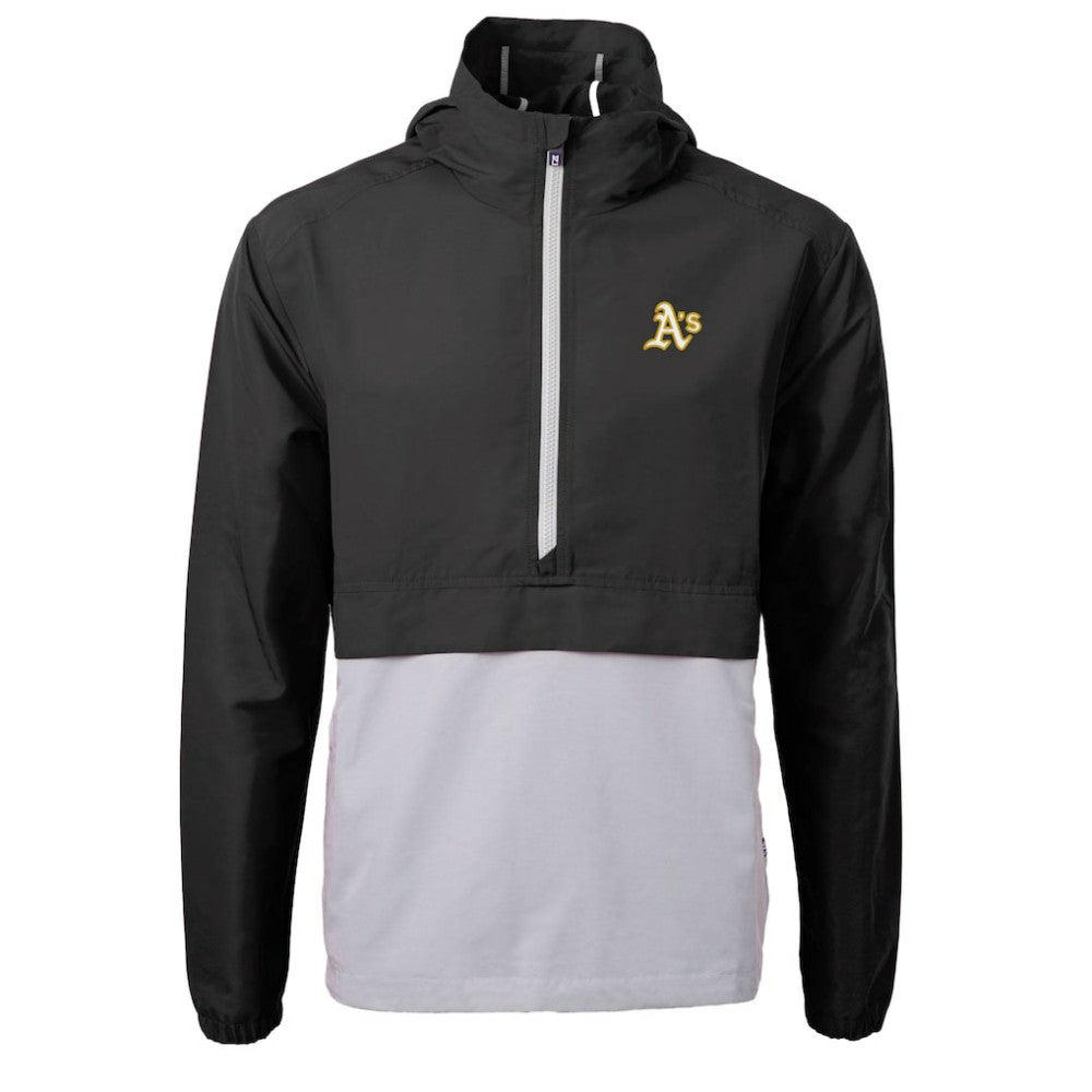Athletics Cutter & Buck Charter Eco Recycled Half-Zip Anorak Jacket - Black - MLB Sale