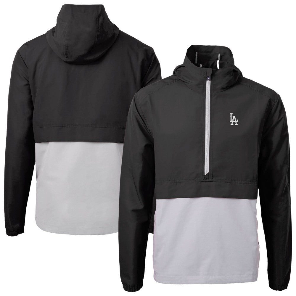 Los Angeles Dodgers Cutter & Buck Charter Eco Recycled Half-Zip Anorak Jacket - Black - MLB Lifestyle