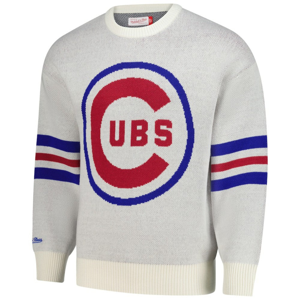 Chicago Cubs Mitchell & Ness Retro Pullover Sweater - Cream - Mitchell & Ness Sale