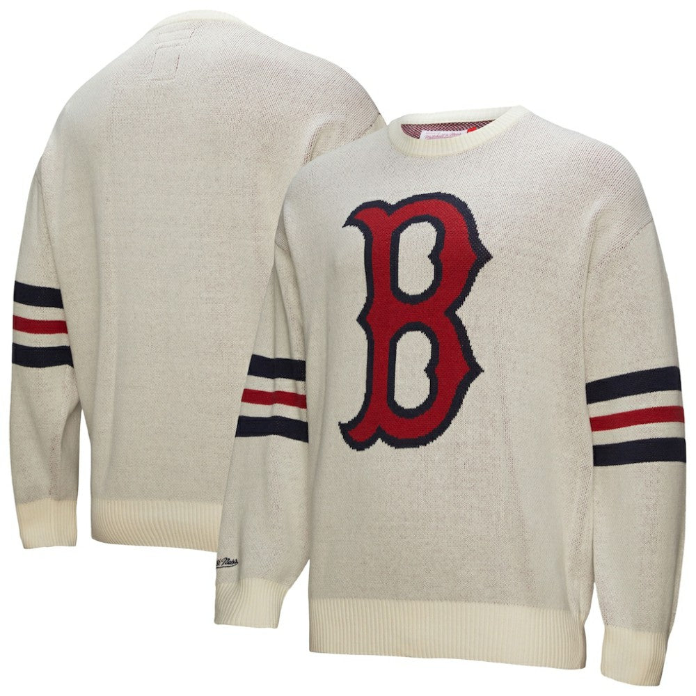 Boston Red Sox Mitchell & Ness Retro Pullover Sweater - Cream - Mitchell & Ness on Sale
