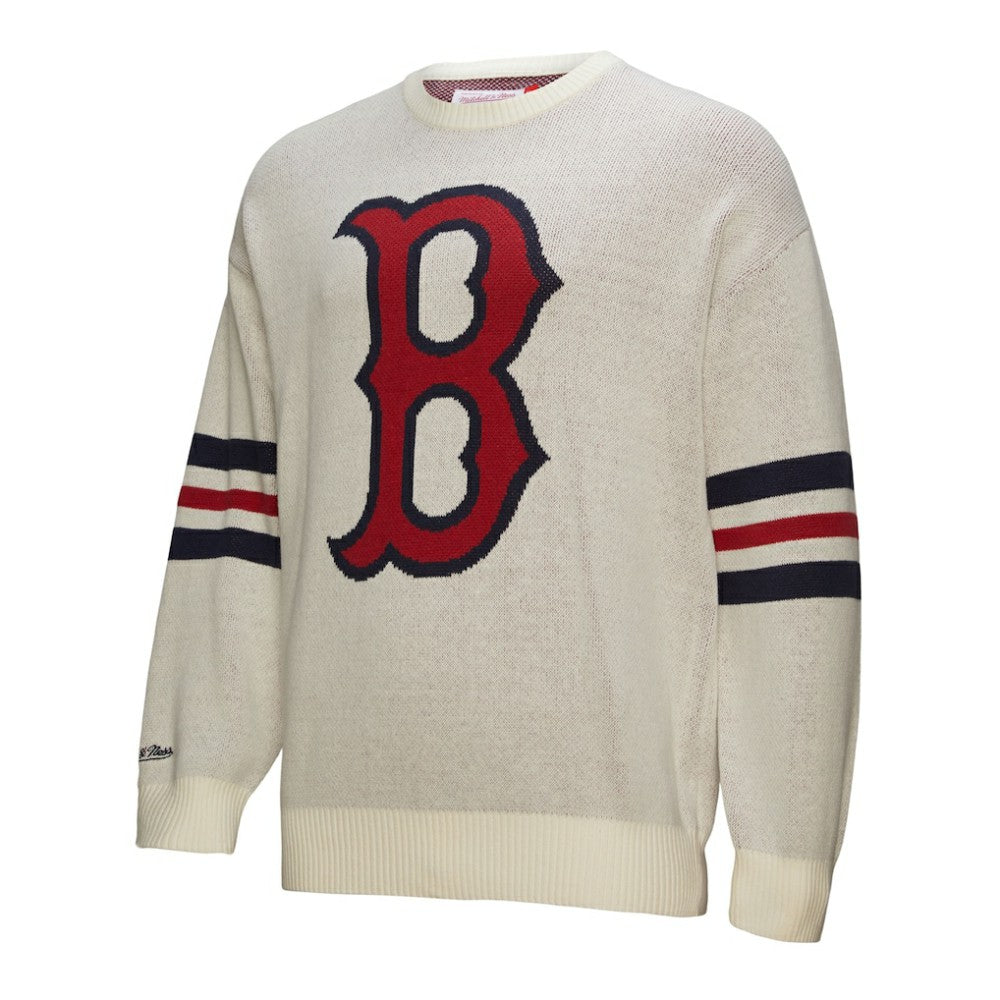 Boston Red Sox Mitchell & Ness Retro Pullover Sweater - Cream - Mitchell & Ness on Sale