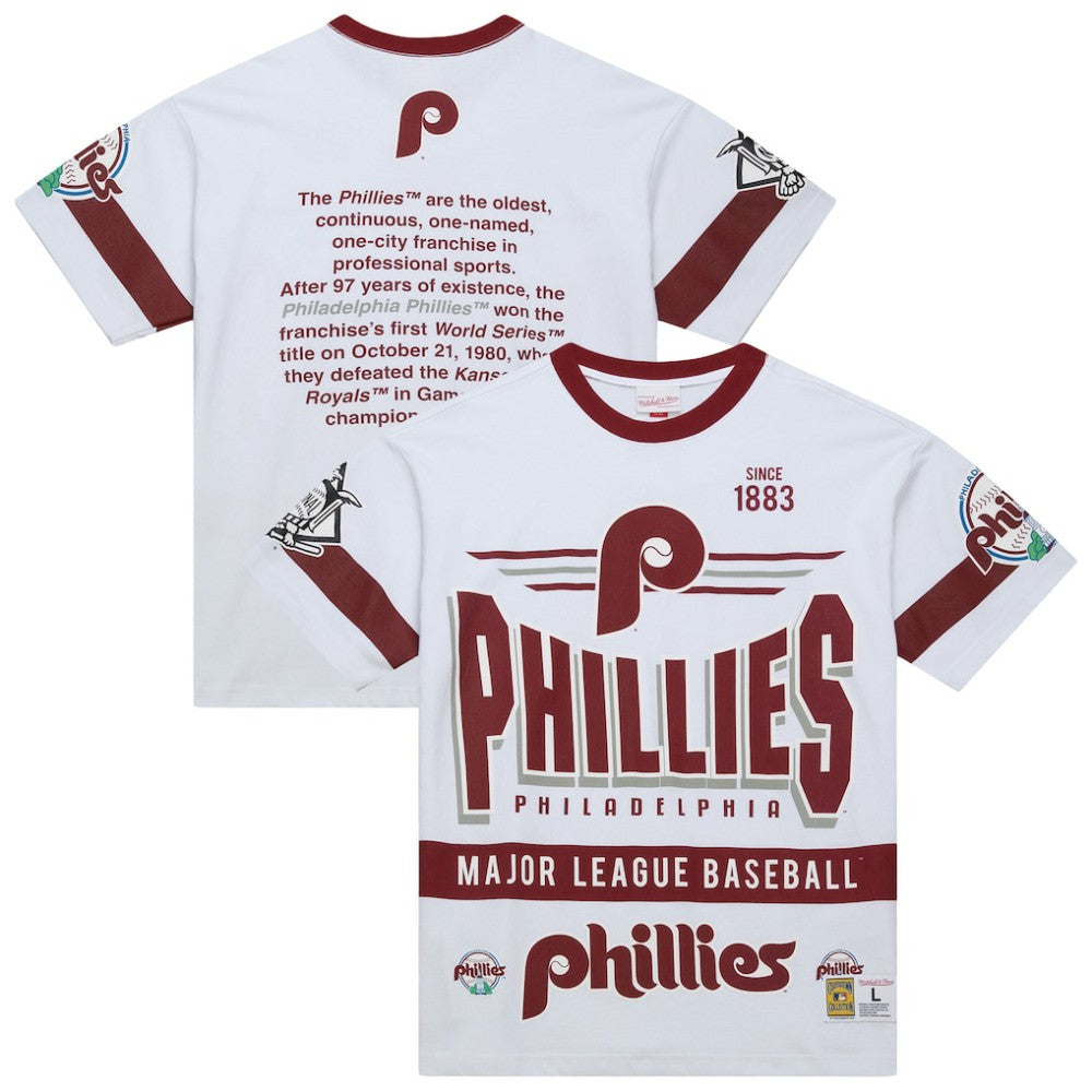 Philadelphia Phillies Mitchell & Ness Cooperstown Collection Team Origins Premium T-Shirt - White - Mitchell & Ness on Sale