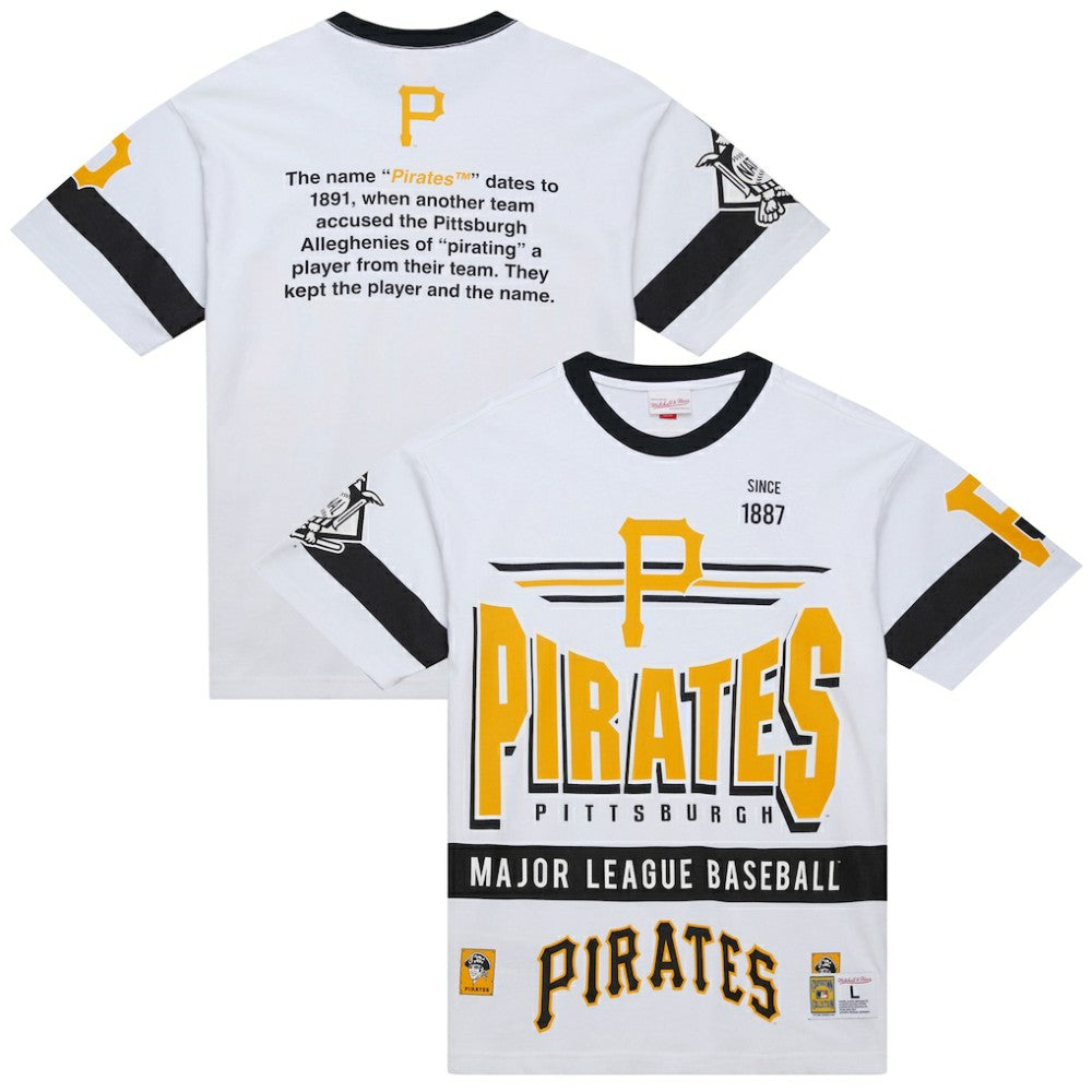 Pittsburgh Pirates Mitchell & Ness Cooperstown Collection Team Origins Premium T-Shirt - White - Mitchell & Ness Lifestyle