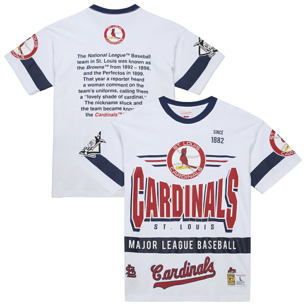 St. Louis Cardinals Mitchell & Ness Cooperstown Collection Team Origins Premium T-Shirt - White - Mitchell & Ness Sale