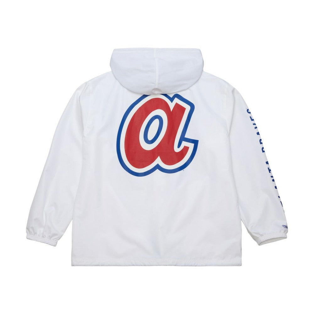 Atlanta Braves Mitchell & Ness Vintage Full-Snap Hooded Coaches Jacket - White - Mitchell & Ness Sale