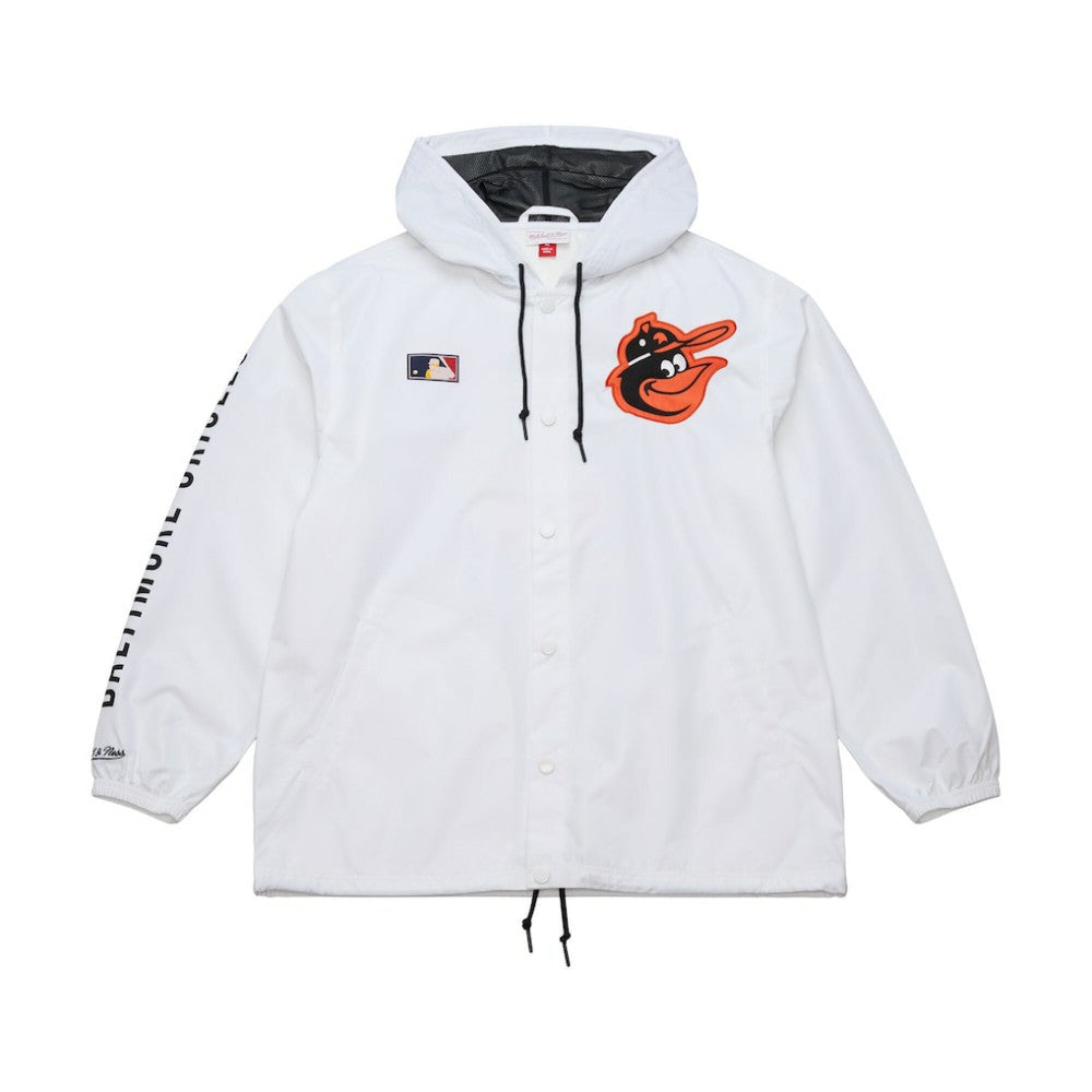 Baltimore Orioles Mitchell & Ness Vintage Full-Snap Hooded Coaches Jacket - White - Mitchell & Ness on Sale