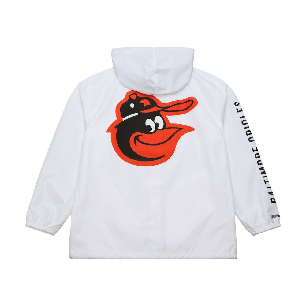 Baltimore Orioles Mitchell & Ness Vintage Full-Snap Hooded Coaches Jacket - White - Mitchell & Ness on Sale