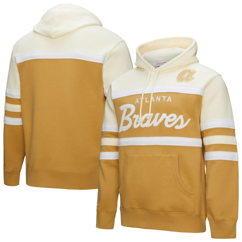 Atlanta Braves Mitchell & Ness Head Coach Pullover Hoodie - Tan/Cream - Mitchell & Ness Lifestyle