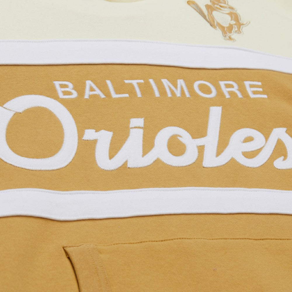 Baltimore Orioles Mitchell & Ness Head Coach Pullover Hoodie - Tan/Cream - Mitchell & Ness Lifestyle