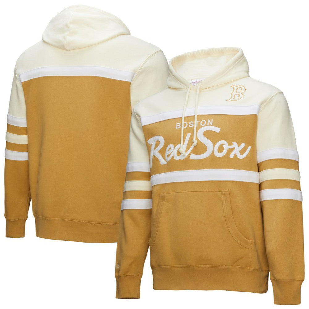 Boston Red Sox Mitchell & Ness Head Coach Pullover Hoodie - Tan/Cream - Mitchell & Ness Sale
