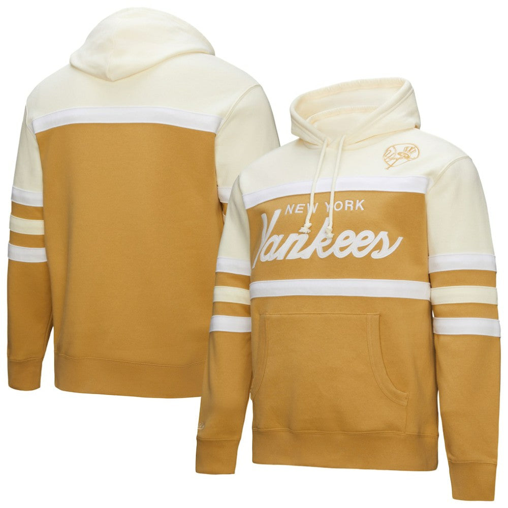 New York Yankees Mitchell & Ness Head Coach Pullover Hoodie - Tan/Cream - Mitchell & Ness Sale