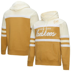 New York Yankees Mitchell & Ness Head Coach Pullover Hoodie - Tan/Cream - Mitchell & Ness Sale