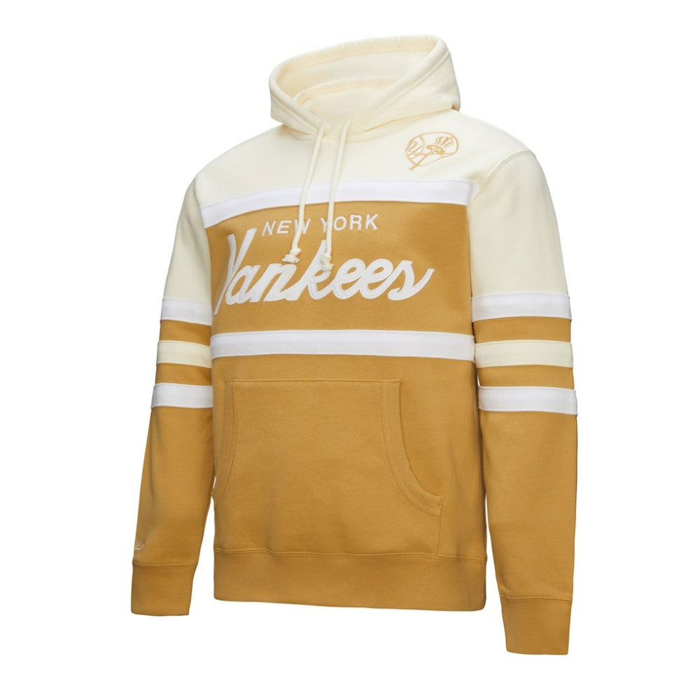 New York Yankees Mitchell & Ness Head Coach Pullover Hoodie - Tan/Cream - Mitchell & Ness Sale