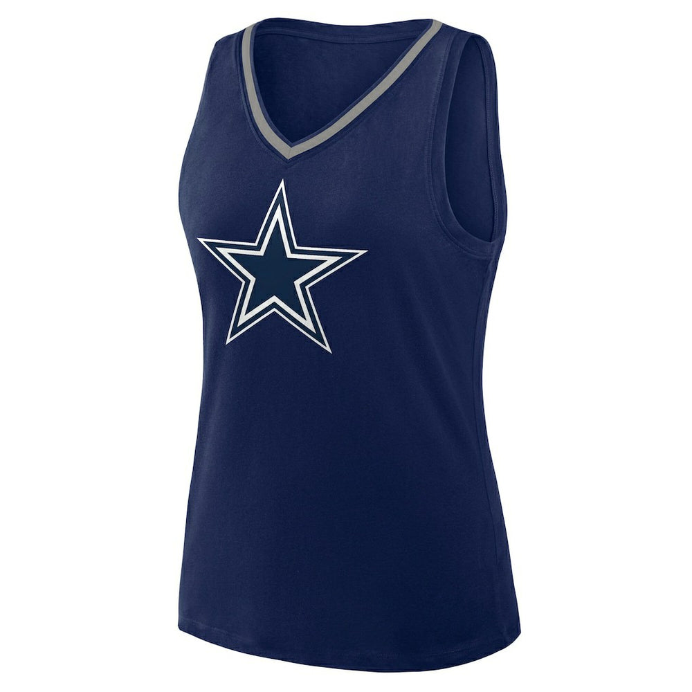 Dallas Cowboys Logo Athletic Women's Stellar Win V-Neck Tank Top Navy