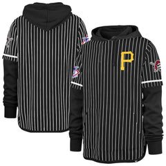Pittsburgh Pirates '47 Pinstripe Double Header Pullover Hoodie - Black - 47 brand Sale