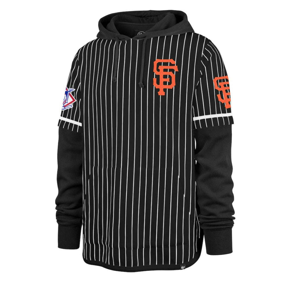 San Francisco Giants '47 Pinstripe Double Header Pullover Hoodie - Black - 47 brand Sale