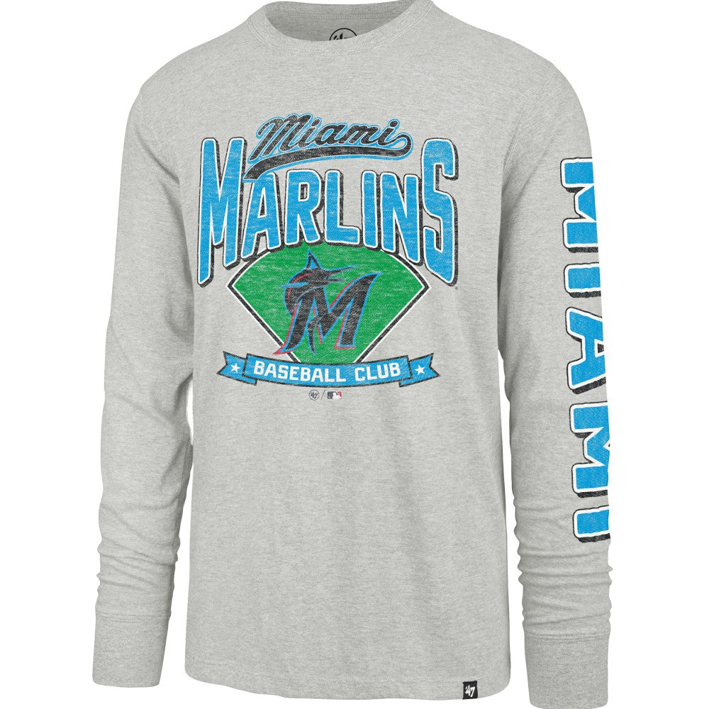 Miami Marlins '47 Fair Ball Franklin Long Sleeve T-Shirt - Gray - 47 brand on Sale