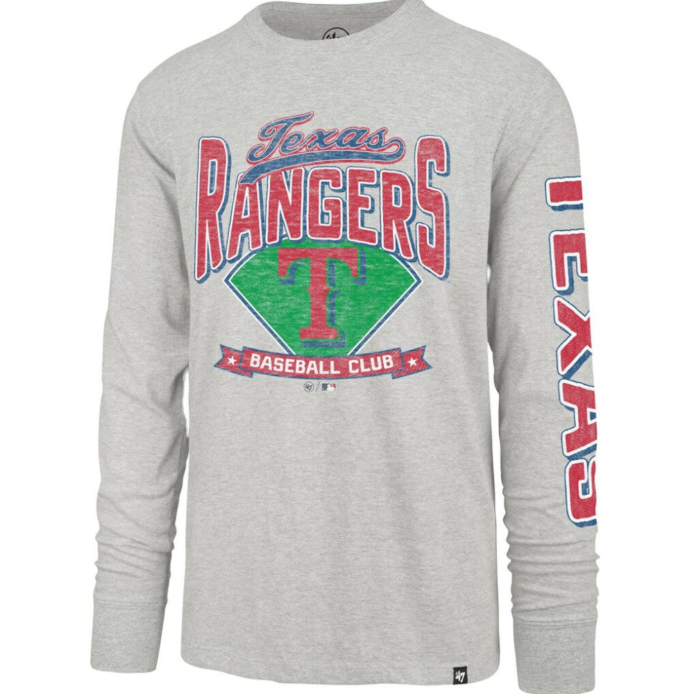 Texas Rangers '47 Fair Ball Franklin Long Sleeve T-Shirt - Gray - 47 brand Sale