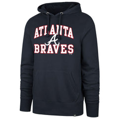 Atlanta Braves '47  Velocity Headline Pullover Hoodie - Navy - 47 brand on Sale