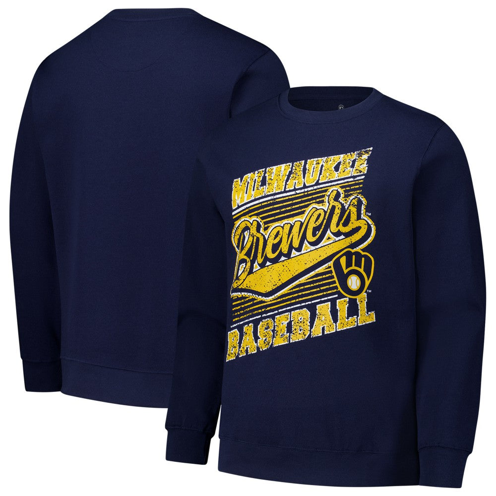 Milwaukee Brewers Stitches Lightweight Crew Sweatshirt - Navy - MLB Online