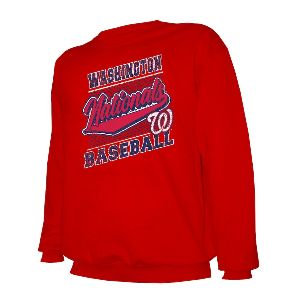 Washington Nationals Stitches Lightweight Crew Sweatshirt - Red - MLB Lifestyle