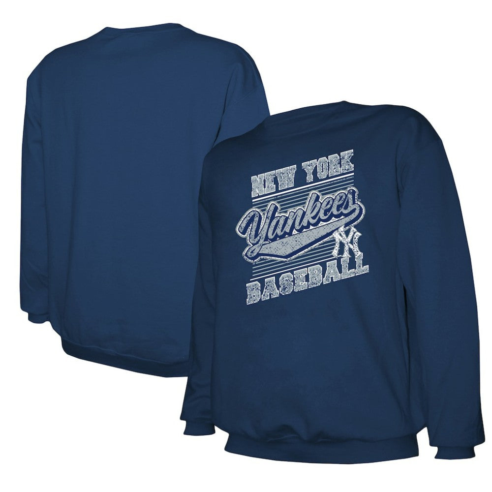 New York Yankees Stitches Lightweight Crew Sweatshirt - Navy - MLB Lifestyle