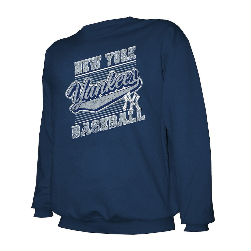 New York Yankees Stitches Lightweight Crew Sweatshirt - Navy - MLB Lifestyle