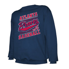 Atlanta Braves Stitches Lightweight Crew Sweatshirt - Navy - MLB on Sale