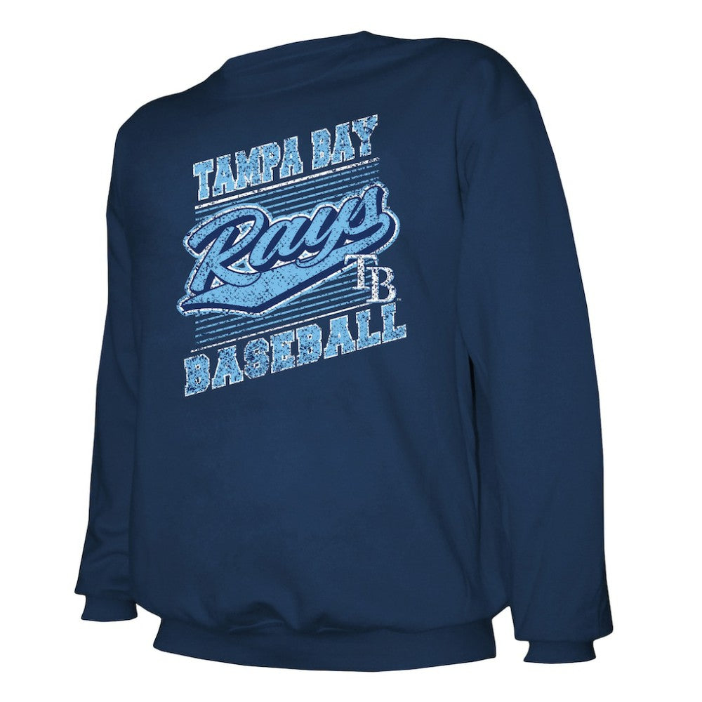 Tampa Bay Rays Stitches Lightweight Crew Sweatshirt - Navy - MLB Lifestyle