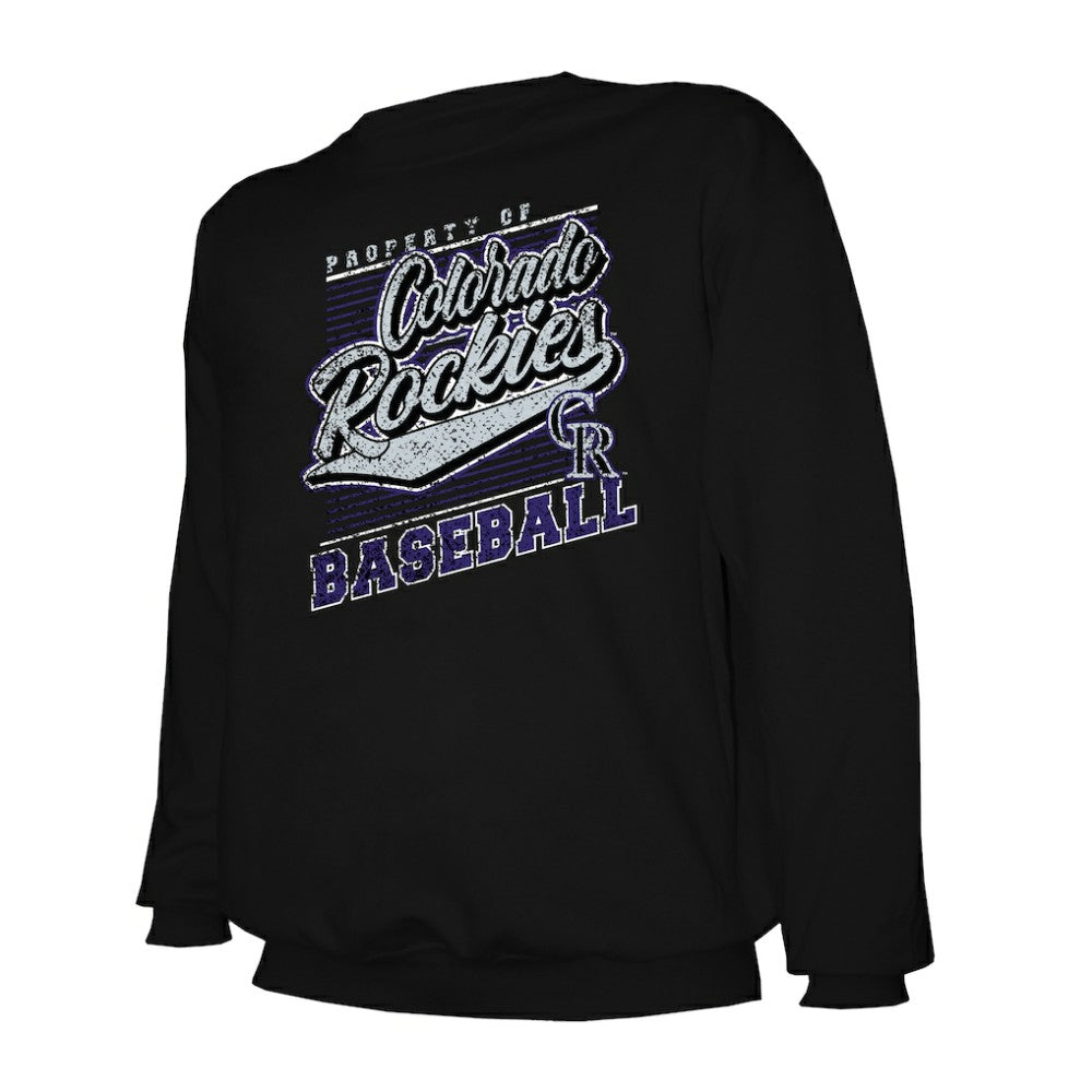 Colorado Rockies Stitches Lightweight Crew Sweatshirt - Black - MLB Discount