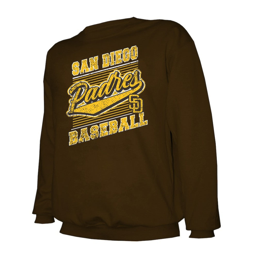 San Diego Padres Stitches Lightweight Crew Sweatshirt - Brown - MLB Lifestyle