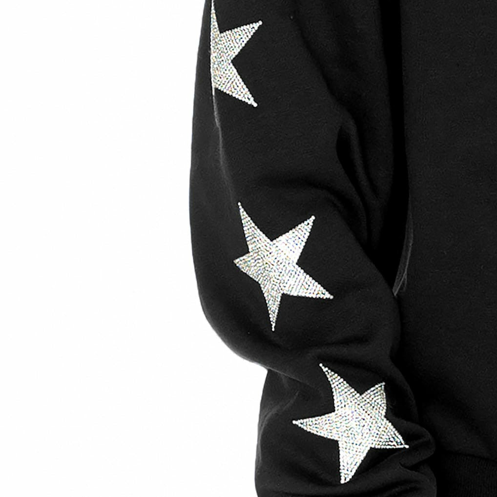 Arizona Cardinals Gameday Couture Women's Rhinestone Star Sleeve Settle the Score Oversized Tri-Blend Pullover Black