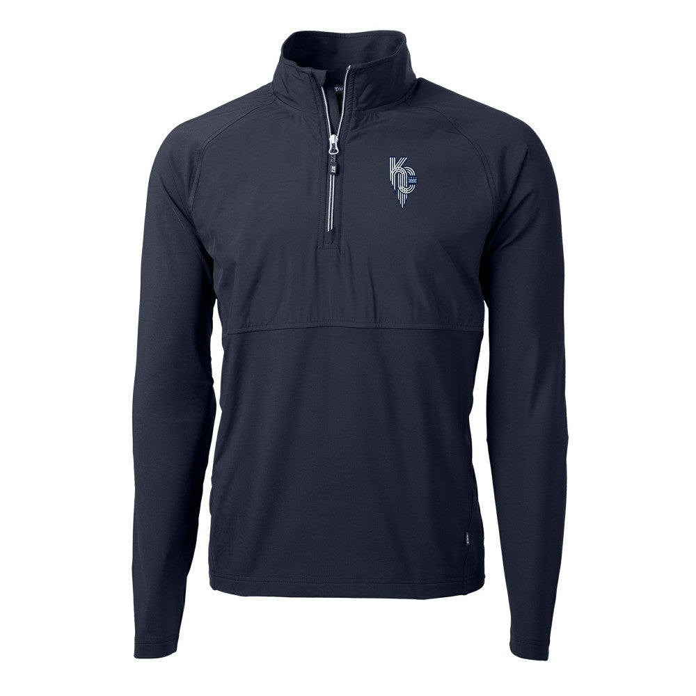 Kansas City Royals Cutter & Buck Adapt Eco Knit Hybrid Recycled Quarter-Zip Pullover Top - Navy - MLB Online