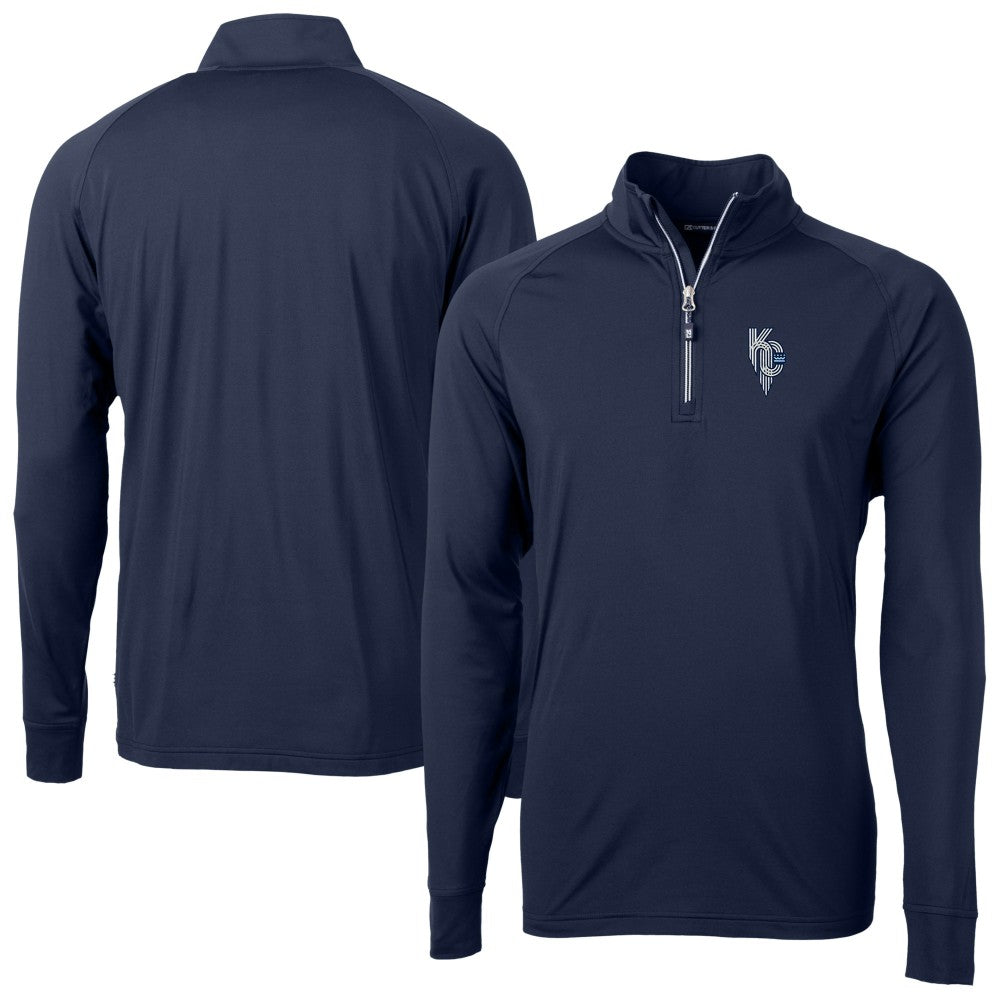 Kansas City Royals Cutter & Buck Adapt Eco Knit Stretch Recycled Quarter-Zip Pullover Top - Navy - MLB on Sale