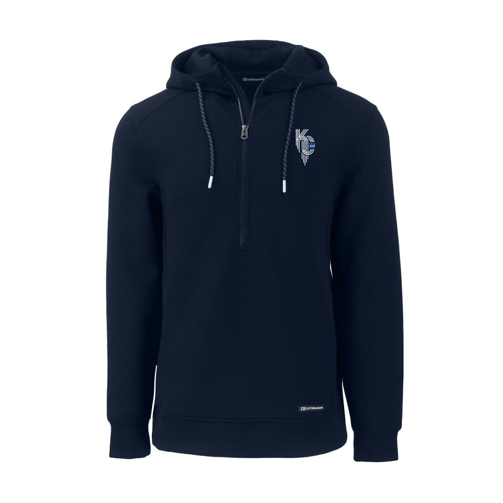 Kansas City Royals Cutter & Buck Roam Eco Recycled Half-Zip Pullover Hoodie - Navy - MLB on Sale