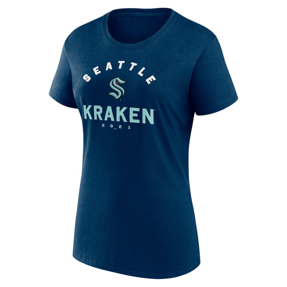 Seattle Kraken Logo Athletic Women's Unrivaled T-Shirt - Navy - NHL 202179619