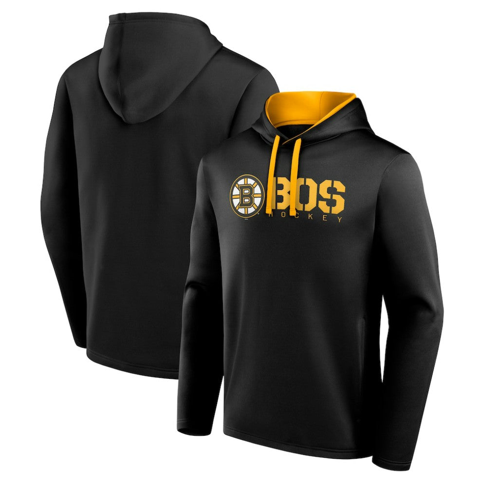 Boston Bruins Logo Athletic Head Start Pullover Hoodie - Black - NHL 202179756