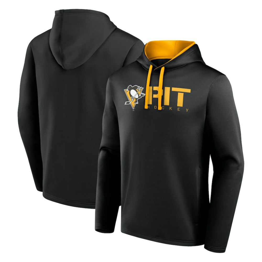 Pittsburgh Penguins Logo Athletic Head Start Pullover Hoodie - Black - NHL 202179761