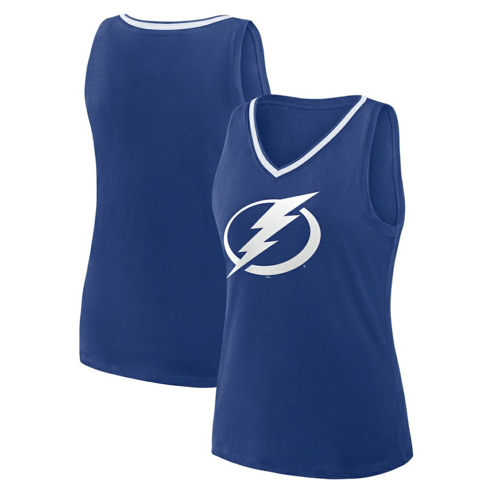 Tampa Bay Lightning Logo Athletic Women's Stellar Win V-Neck Tank Top - Blue - NHL 202179778