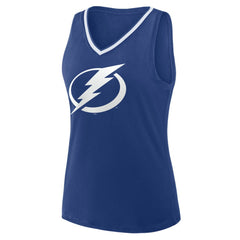 Tampa Bay Lightning Logo Athletic Women's Stellar Win V-Neck Tank Top - Blue - NHL 202179778